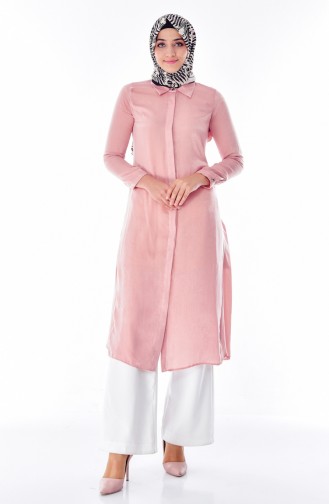 Gizli Düğmeli Uzun Tunik 50272-05 Pudra