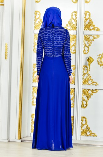 Robe de Soirée Perlées 3134-05 Bleu Roi 3134-05