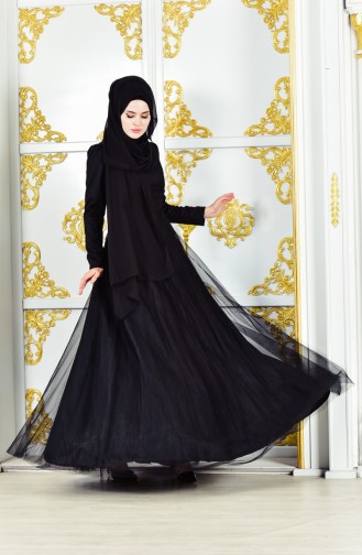 Schwarz Hijab-Abendkleider 11190-01
