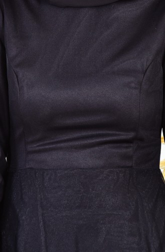 Black Hijab Evening Dress 11190-01