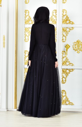 Black Hijab Evening Dress 11191-01