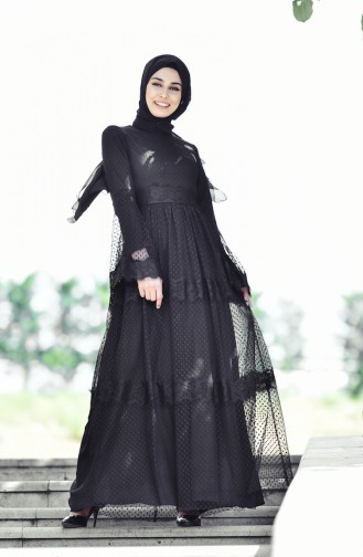 Lace Tulle Dress 52709-02 Black 52709 -02