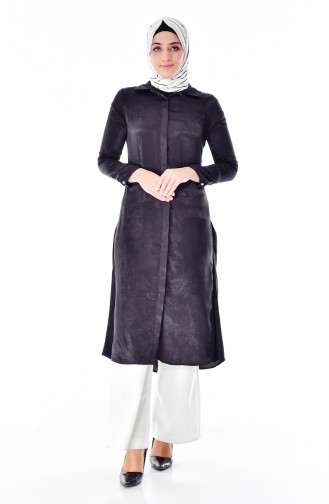 Gizli Düğmeli Uzun Tunik 50272-08 Siyah 50272-08
