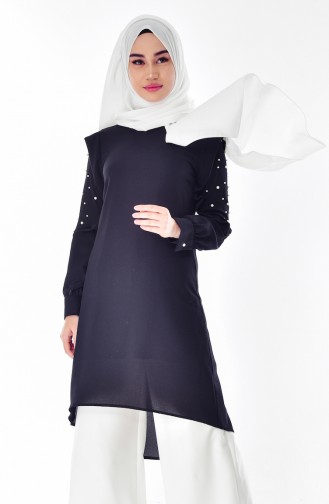 Pearls Asymmetric Tunic 3149-04 Black 3149-04