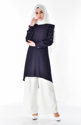 Pearls Asymmetric Tunic 3149-04 Black 3149-04