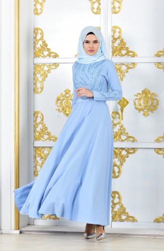 Babyblau Hijab-Abendkleider 1020-05