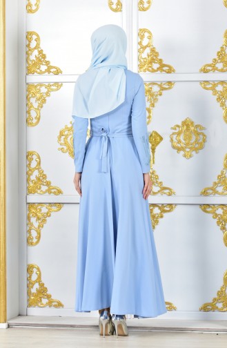 Baby Blue Hijab Evening Dress 1020-05