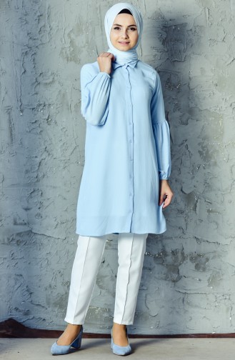 Düğmeli Tunik 41057-02 Bebe Mavisi