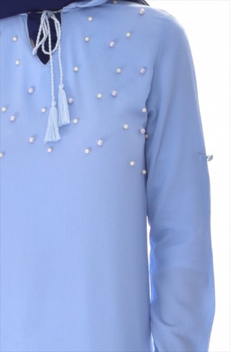 Pearl Embroidered Tasseled Tunic 4874-11 Bebe Blue 4874-11