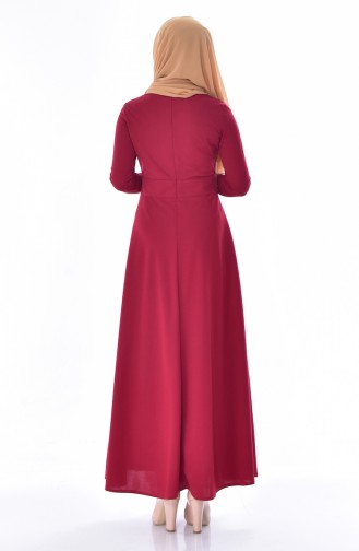 Claret Red Hijab Dress 0044-03