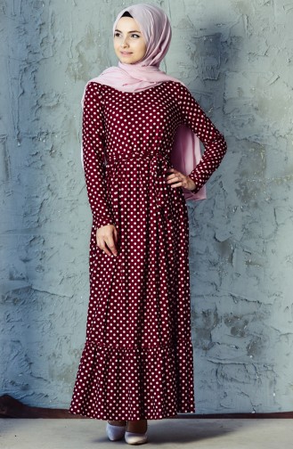 Claret Red Hijab Dress 3900-03