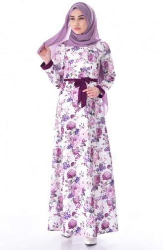 Plum Hijab Dress 5703-03