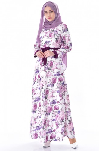 Plum Hijab Dress 5703-03