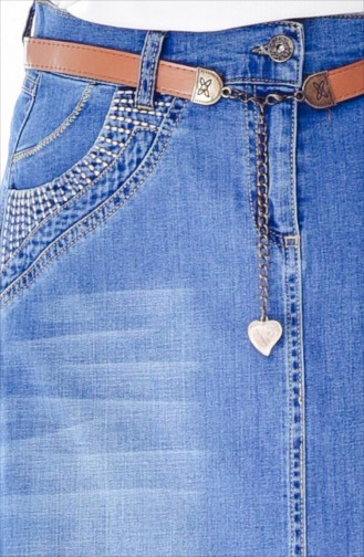 تنورة جينز بتصميم قطن طبيعي 3347-01 لون أزرق جينز 3347