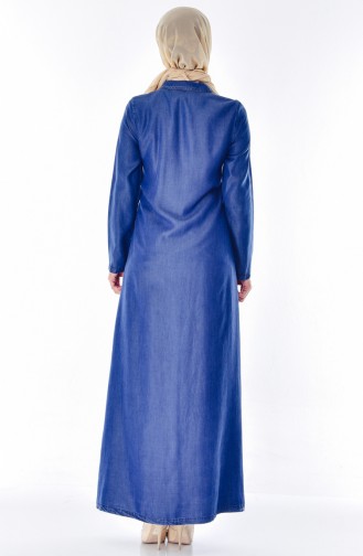 Gospel Zippered Jeans Abaya 9236A-01 Jeans Blue 9236A-01