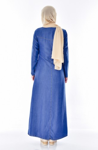 Nakışlı Kot Elbise 9235A-01 Kot Mavi 9235A-01
