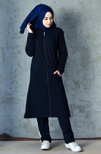 Zippered Tracksuit Suit 20110C-02 Navy 20110C-02