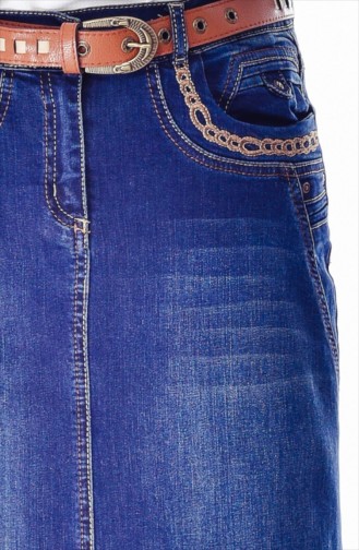 تنورة جينز بتفاصيل جيوب 3400-01 لون كحلي 3400-01