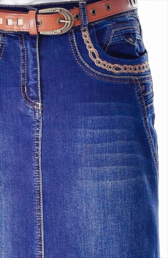 Jupe Jean avec Poches 3400-01 Bleu Marine 3400-01