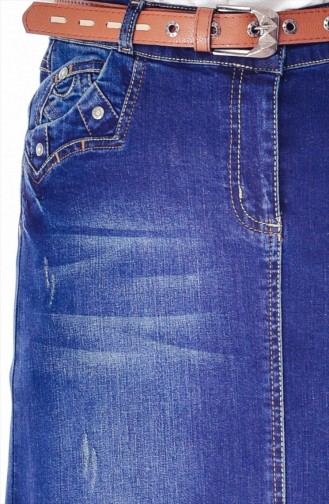 Jupe Jean avec Poches 3432-01 Bleu Marine 3432-01