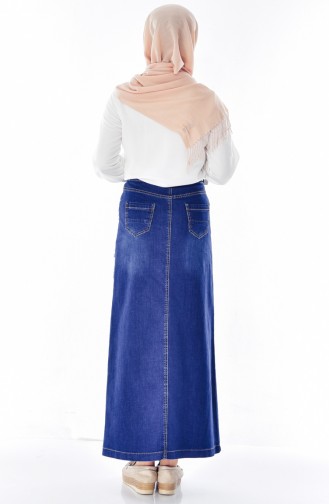 Belted Jeans Skirt 3573-01 Navy Blue 3573-01