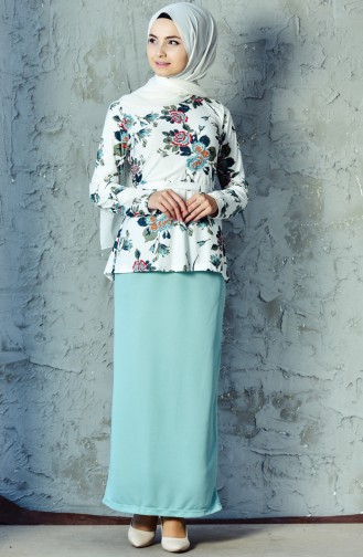 YNS Blouse Skirt Double Suit 3905A-09 Mint Green 3905A-09
