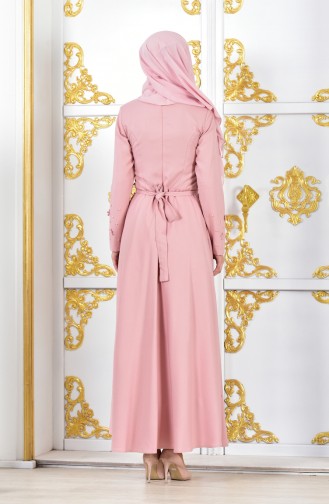 Powder Hijab Evening Dress 1002-07