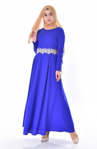 Saks-Blau Hijab Kleider 0044-04