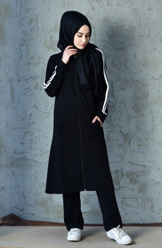 Zippered Tracksuit Suit 20110B-01 Black 20110B-01