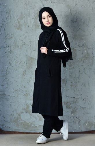 Zippered Tracksuit Suit 20110B-01 Black 20110B-01