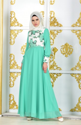 Lace Evening Dress 2312-05 Water Green 2312-05
