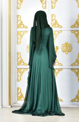 Embroidered Evening Dress 3061-03 Emerald Green 3061-03