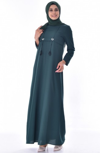 Ring Tasseled Dress 8040-06 Emerald Green 8040-06