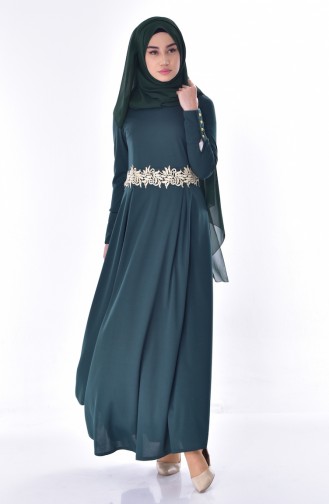 فستان أخضر زمردي 0044-01