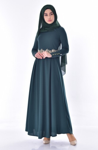 فستان أخضر زمردي 0044-01