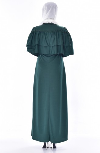فستان بتصميم طيات 3315-04 لون اخضر زُمردي 3315-04