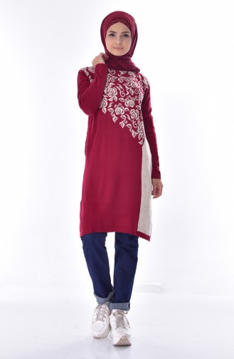 VMODA Knitwear Patterned Sweater 4101-01 Claret Red 4101-01