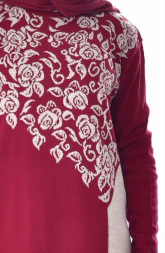 VMODA Knitwear Patterned Sweater 4101-01 Claret Red 4101-01
