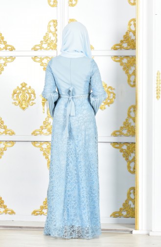 Ice Blue Hijab Evening Dress 6138-06