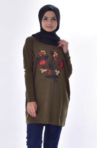 VMODA Embroidered Knitwear Sweater 4217-06 Khaki 4217-06