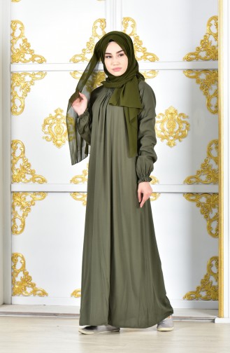Khaki Hijab Dress 7023-01