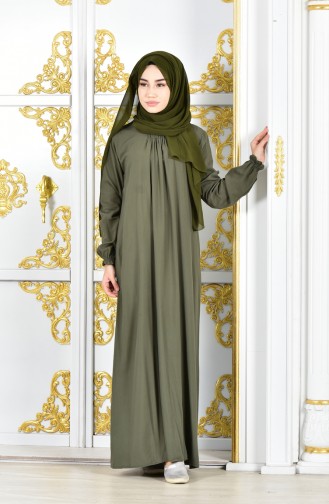 Khaki Hijab Dress 7023-01