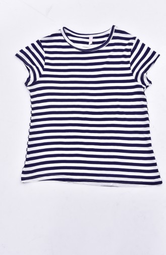 Çizgili Pijama Takım 4125-01 Lacivert Kırmızı