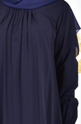 Navy Blue Hijab Dress 7023-03