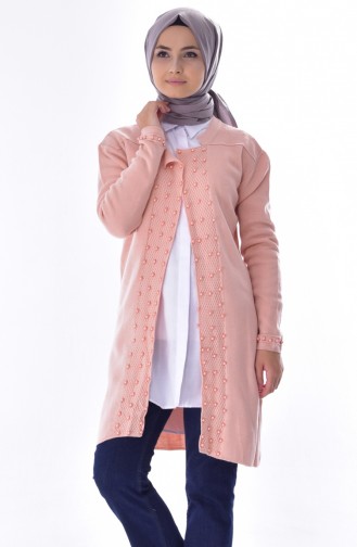 İncili Triko Hırka 5037-02 Pudra