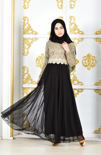 فساتين سهرة بتصميم اسلامي أسود 1012-01
