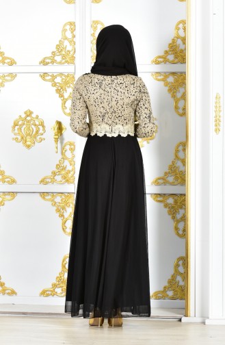 Lace Evening Dress 1012-01 Gold Black 1012-01