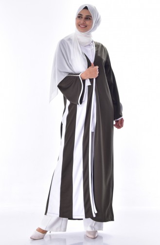 Abaya mit Patchwork 3317-04 Khaki 3317-04