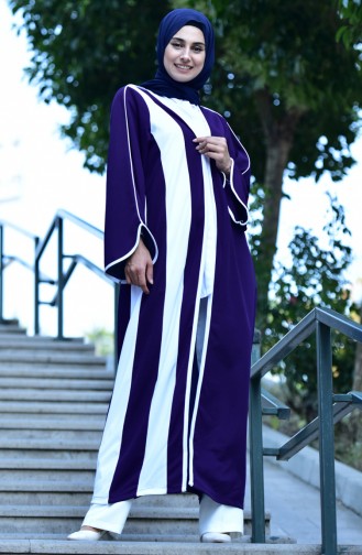 Abaya mit Patchwork 3317-02 Lila 3317-02