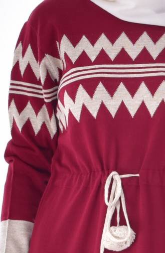 VMODA Pleated Waist Long Sweater 4508-03 Claret Red 4508-03